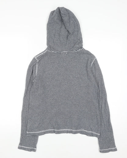J.Crew Women’s Blue White Striped Cotton Pullover Hoodie XS