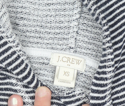 J.Crew Women’s Blue White Striped Cotton Pullover Hoodie XS