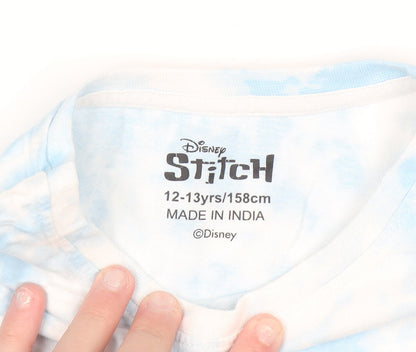 Disney Girls Blue Tie Dye Stitch Long Sleeve T-Shirt 12-13 Years 158cm