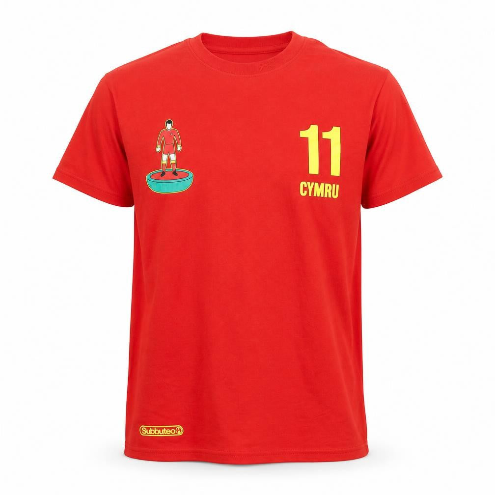 Subbuteo Men's Red Cymru Football Graphic T-Shirt Small Cotton