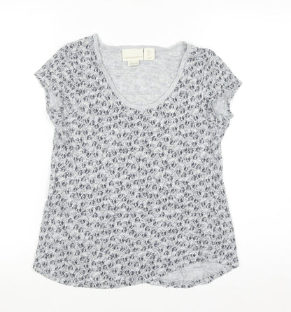 Cynthia Rowley Women's Grey Linen Floral T-Shirt Size S