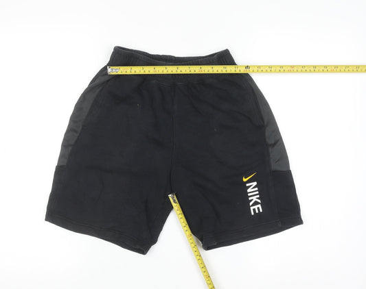 Nike Teens Black L Sweat Shorts with Logo and Elastic Waist