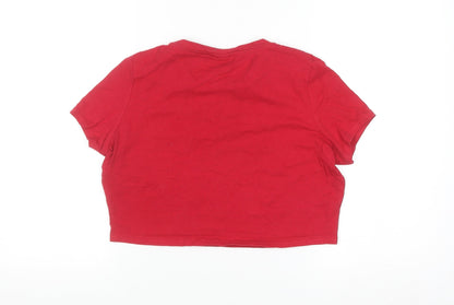 L.F.C. Women's Red Cropped Crew Neck Cotton T-Shirt Size 10
