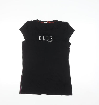 ELLE Sport Women's Black Short Sleeve Stretch T-Shirt UK 14