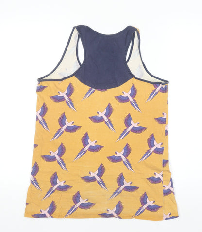 BellField Women's Yellow Bird Print Racerback Cotton Tank Top Size 10