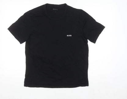 BOSS Men's Black Cotton Crew Neck Short Sleeve T-Shirt M