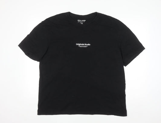 Jack & Jones Originals Studio Black Cotton Crew Neck Men's XXL T-Shirt