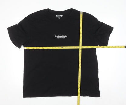 Jack & Jones Originals Studio Black Cotton Crew Neck Men's XXL T-Shirt