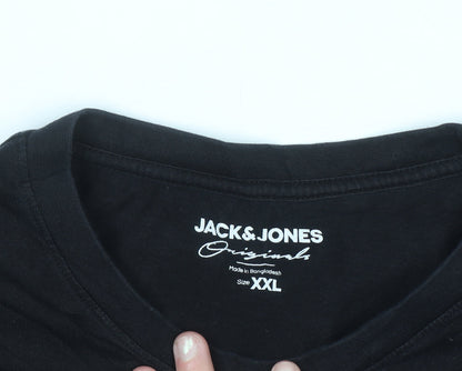 Jack & Jones Originals Studio Black Cotton Crew Neck Men's XXL T-Shirt