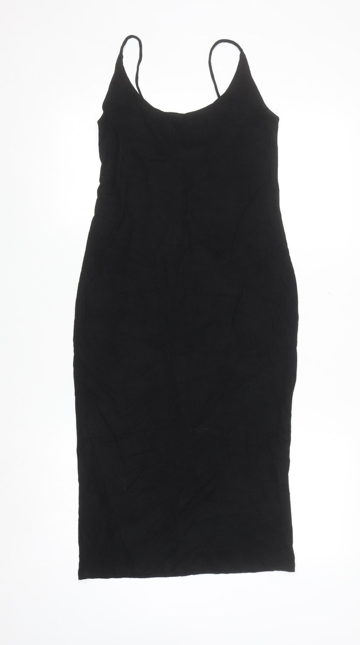 BASIC Women’s Black Bodycon Slip Dress Size 8 Stretch Knit