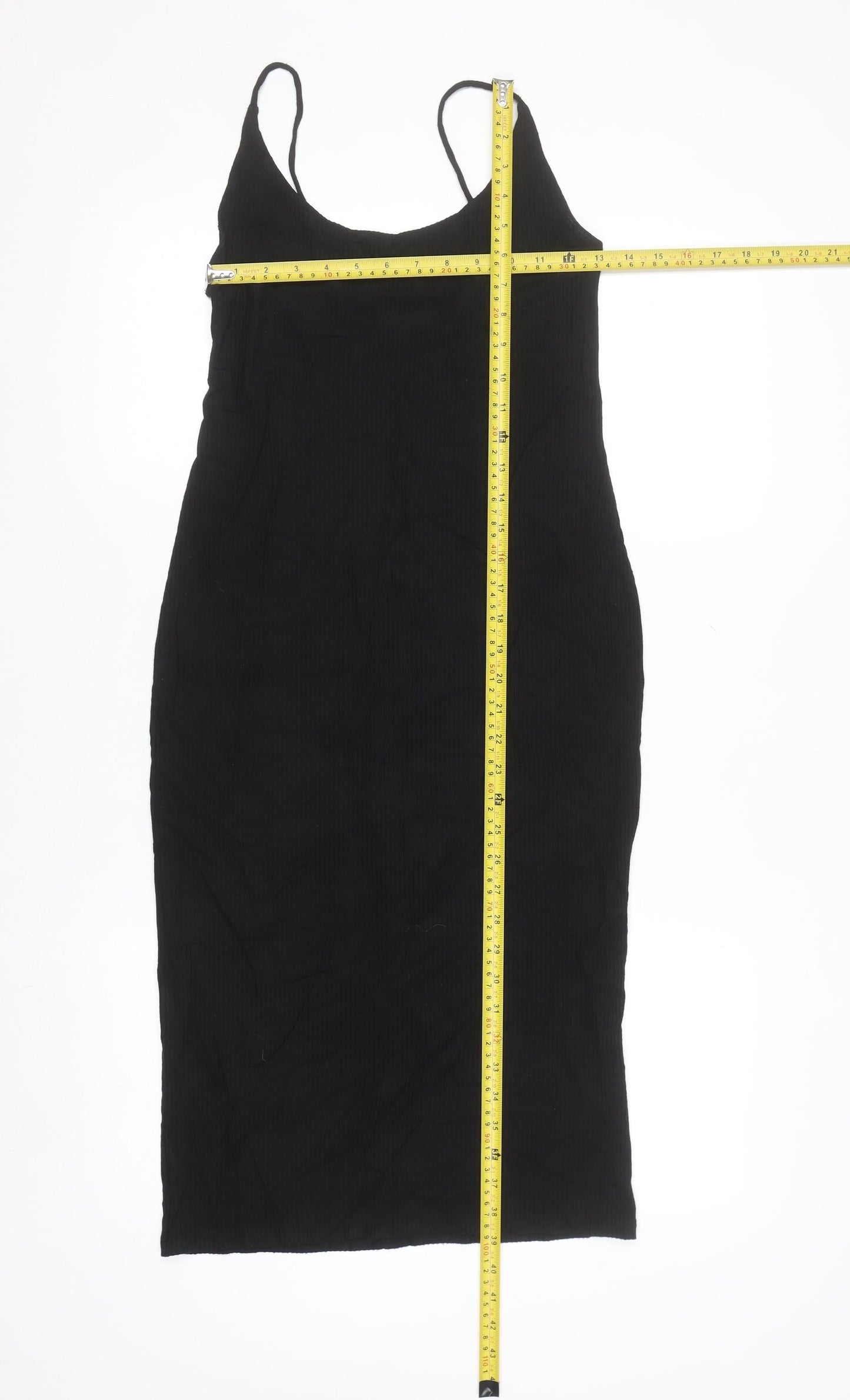 BASIC Women’s Black Bodycon Slip Dress Size 8 Stretch Knit