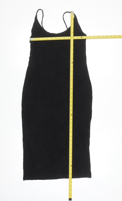 BASIC Women’s Black Bodycon Slip Dress Size 8 Stretch Knit