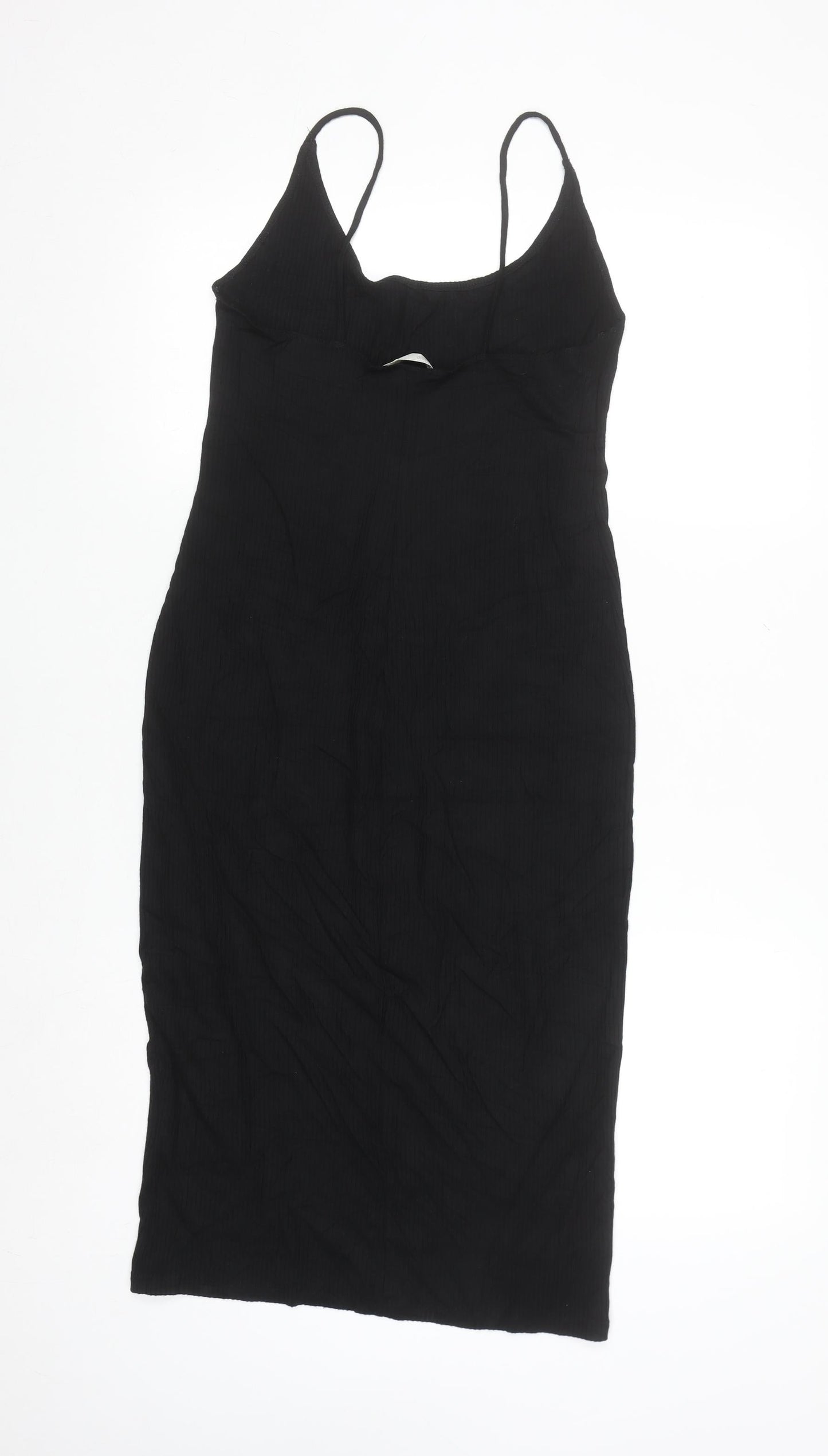 BASIC Women’s Black Bodycon Slip Dress Size 8 Stretch Knit