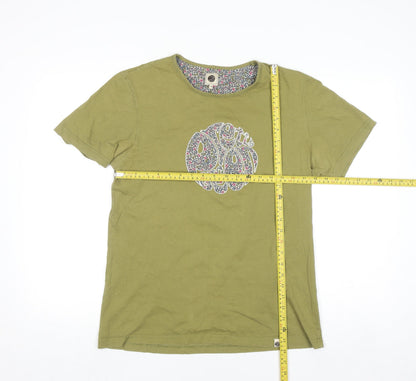 Pretty Green Women's Green Cotton Short Sleeve T-Shirt Size M
