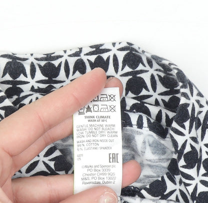 Marks and Spencer Women's Blue Geometric Roll Neck Long Sleeve T-Shirt Size 12