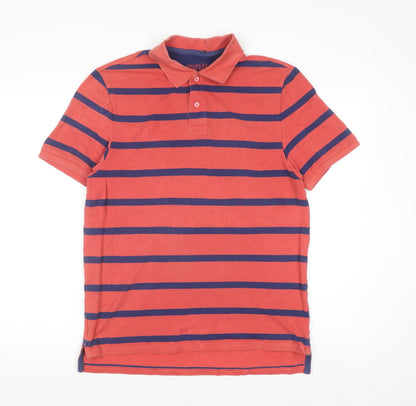 Charles Tyrwhitt Men's Red Striped Slim Fit Polo Shirt M