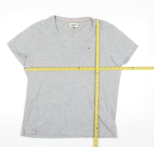 Tommy Hilfiger Mens Grey V-Neck Short Sleeve Cotton T-Shirt XL