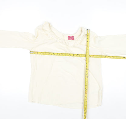 Joules Women Ivory Long Sleeve Ruffle Tunic Blouse Size 12