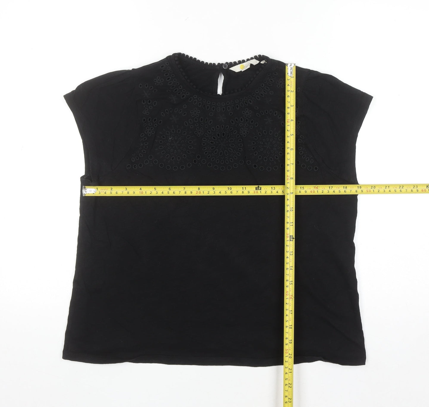 Boden Women’s Black Embroidered Cotton Blouse UK 14