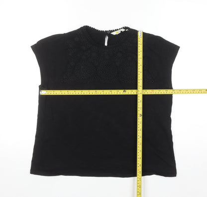 Boden Women’s Black Embroidered Cotton Blouse UK 14