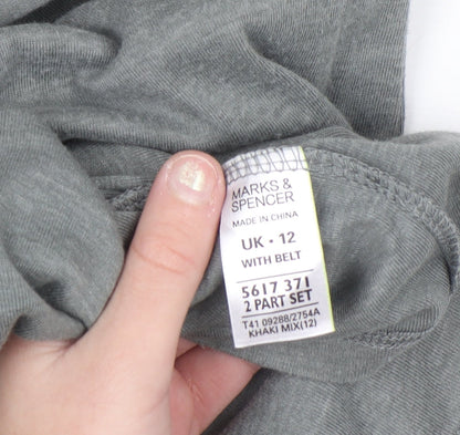 Marks and Spencer Women's Grey Belted Jersey Shirt Dress Size 12