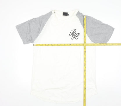 Beck & Hersey Mens White Grey XL Raglan Cotton T-Shirt