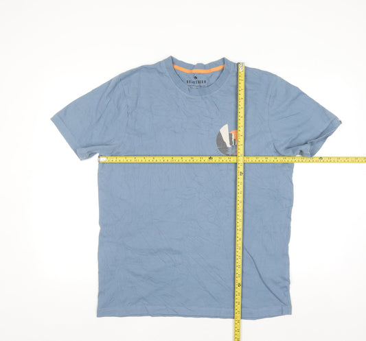 Brakeburn Men's Blue Graphic Print Cotton Crew Neck T-Shirt Size L