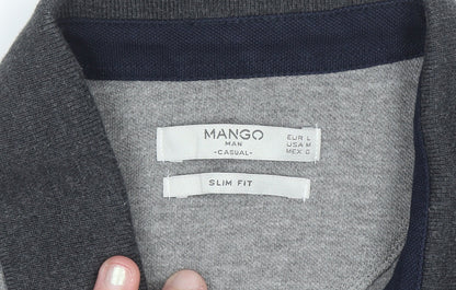 Mango Man Grey Slim Fit Short Sleeve Polo Shirt Size L