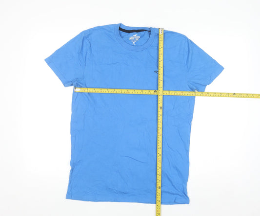 Hollister Men's Blue Small Crew Neck Cotton T-Shirt
