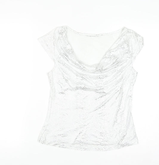 Next Women Silver Cowl Neck Camisole Blouse UK 14 Party Top