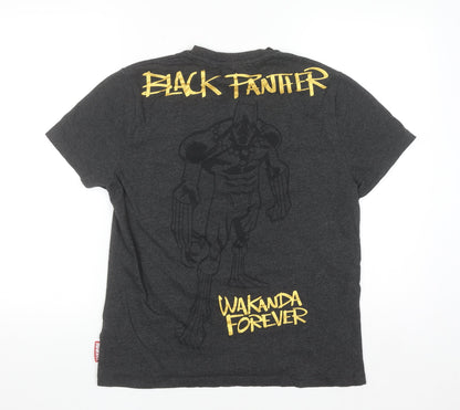 Marvel Men's Grey Black Panther T-Shirt M Graphic Print Crew Neck