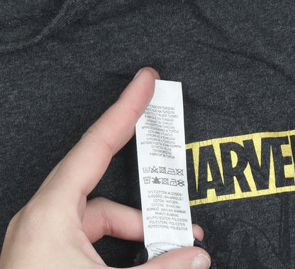 Marvel Men's Grey Black Panther T-Shirt M Graphic Print Crew Neck