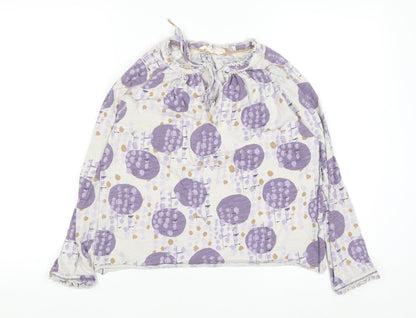White Stuff Women Purple Floral Cotton Tunic Blouse UK 10
