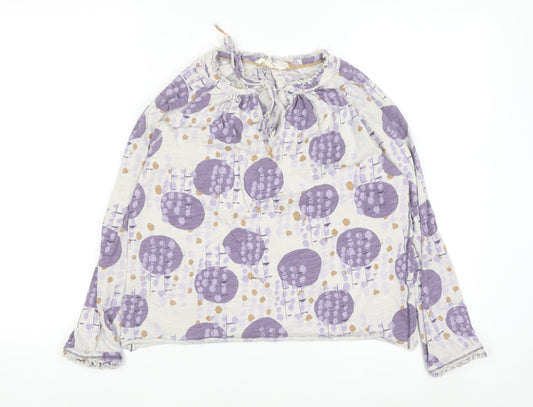 White Stuff Women Purple Floral Cotton Tunic Blouse UK 10