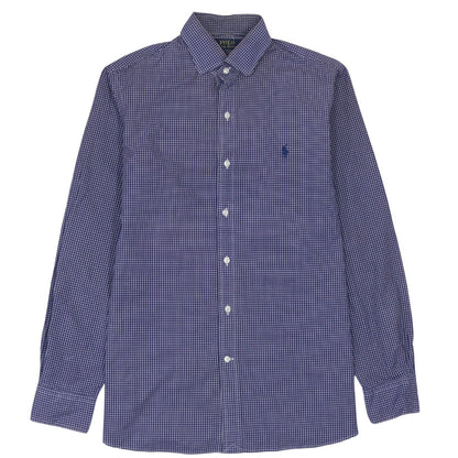 Ralph Lauren Men's Blue Check Long Sleeve Button-Down Shirt Size 15.5