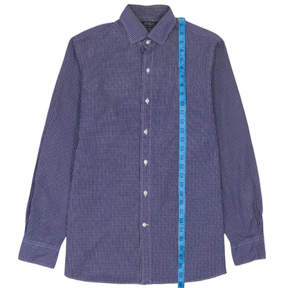 Ralph Lauren Men's Blue Check Long Sleeve Button-Down Shirt Size 15.5