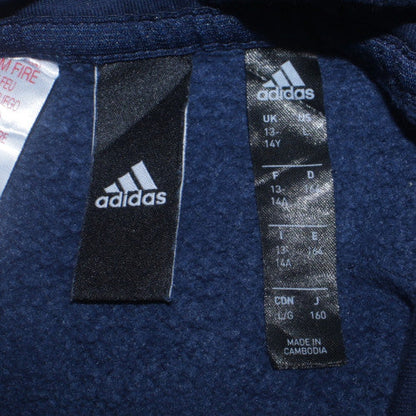 Adidas Boys Navy Blue Pullover Hoodie 13-14 Years Cotton Blend