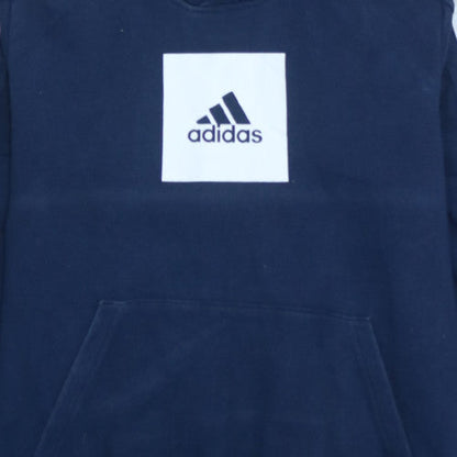 Adidas Boys Navy Blue Pullover Hoodie 13-14 Years Cotton Blend