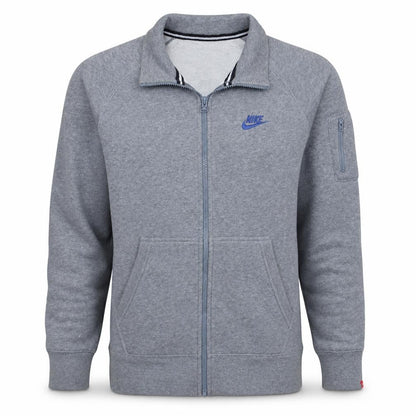 Nike Men’s Grey Full Zip Collared Sweatshirt Size M Fleece Logo Top