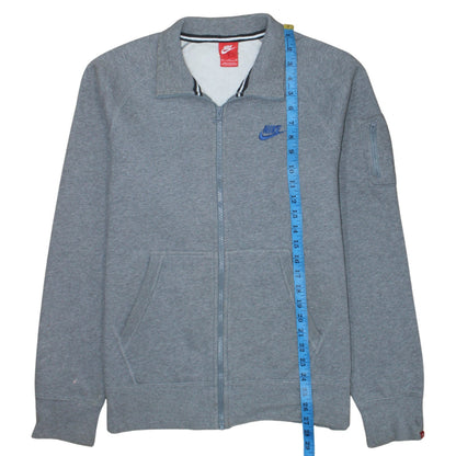 Nike Men’s Grey Full Zip Collared Sweatshirt Size M Fleece Logo Top