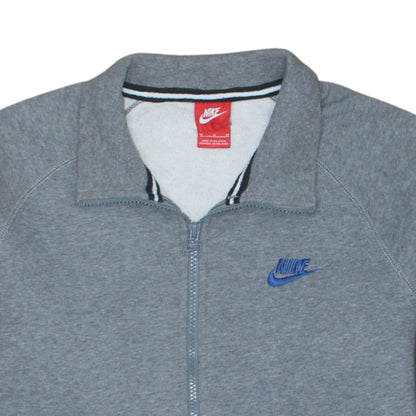 Nike Men’s Grey Full Zip Collared Sweatshirt Size M Fleece Logo Top