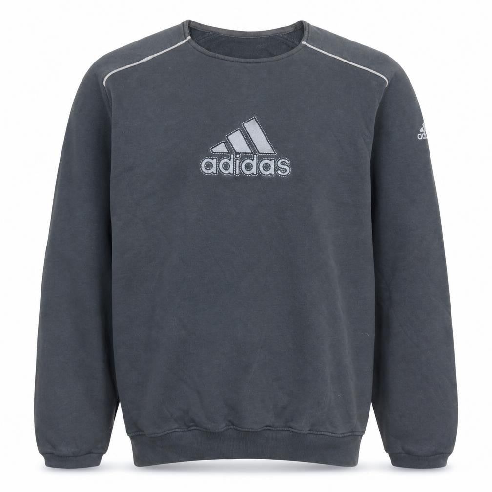 Adidas Men's Grey Embroidered Logo Pullover Sweatshirt Size S