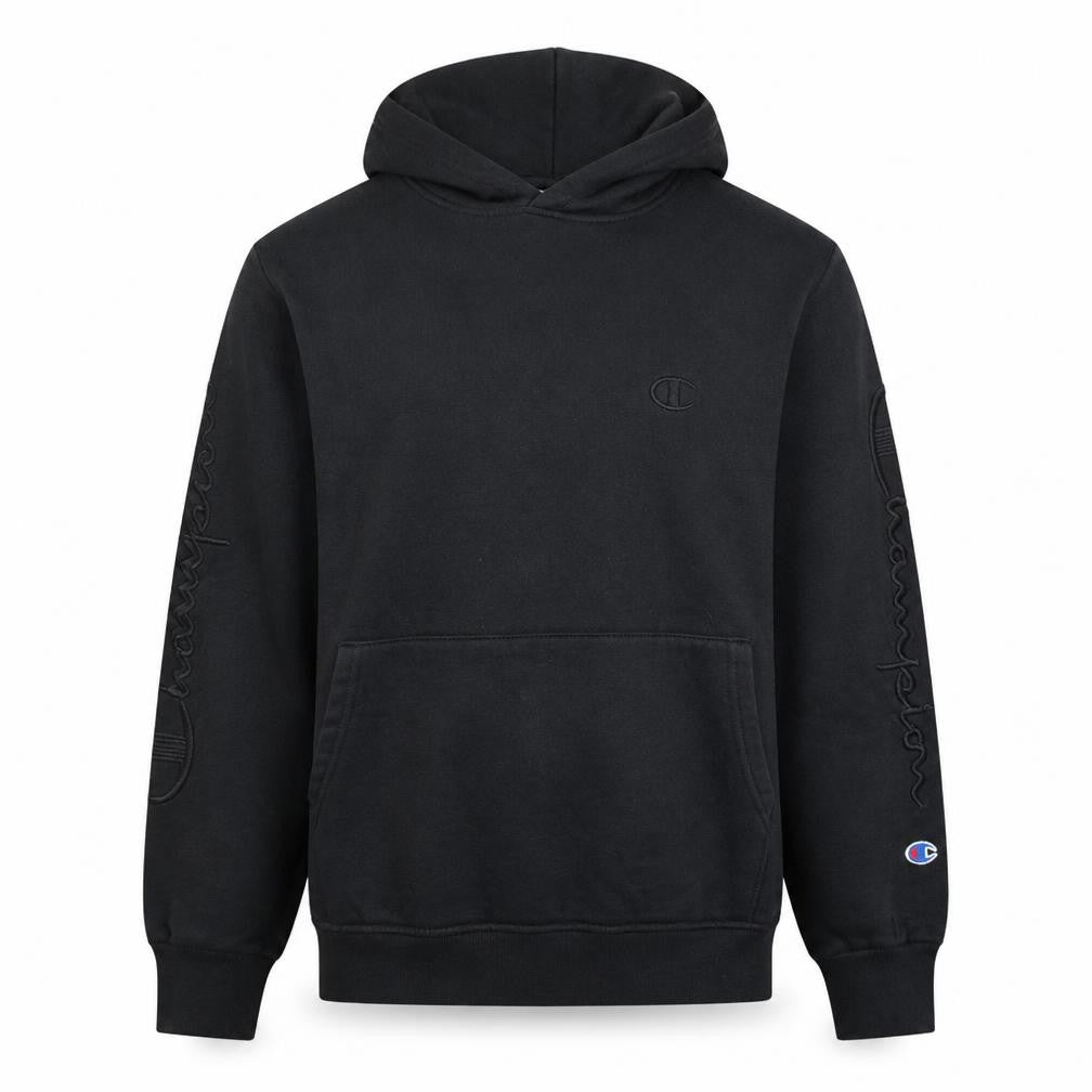 Champion Men's Black Medium Pullover Hoodie with Logo Embroidery