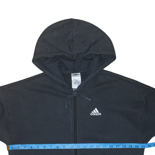 Adidas Women Black XS Full Zip Hoodie Sweatshirt Cotton Blend