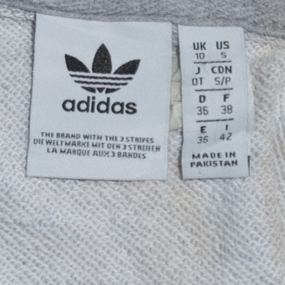 Adidas Women Grey Beige 1/2 Zip Hooded Sweatshirt UK 10