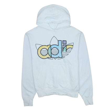 Adidas Womens White Pullover Hoodie Medium Hooded Sweatshirt with Logo Print