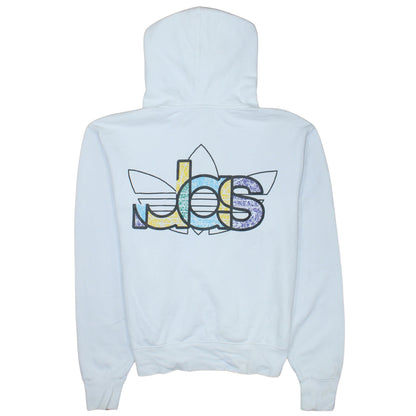 Adidas Womens White Pullover Hoodie Medium Hooded Sweatshirt with Logo Print