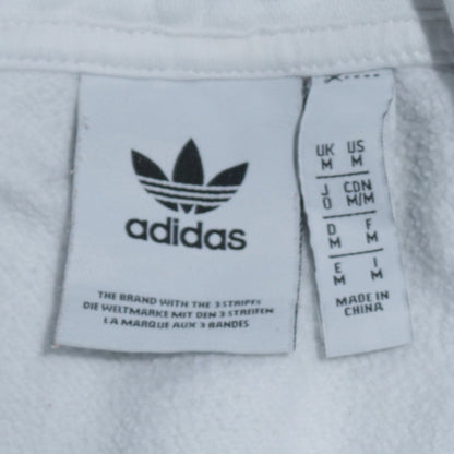 Adidas Womens White Pullover Hoodie Medium Hooded Sweatshirt with Logo Print