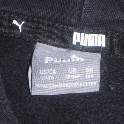 Puma Boys Black Pullover Hoodie 13-14 Years Casual Cotton Blend Logo