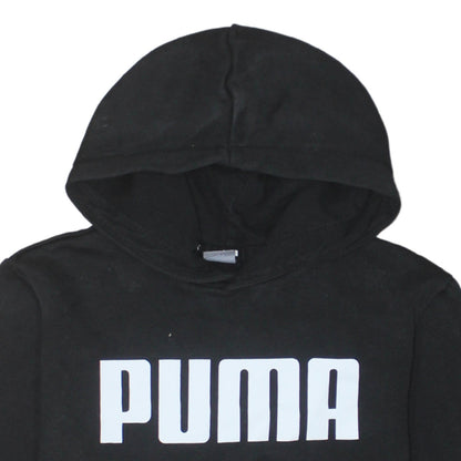Puma Boys Black Pullover Hoodie 13-14 Years Casual Cotton Blend Logo